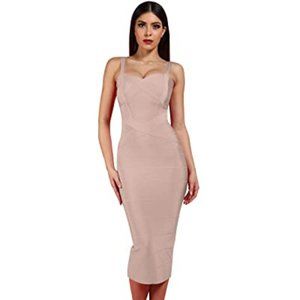 Whoinshop Rayon Strap Celebrity Midi Evening Dress